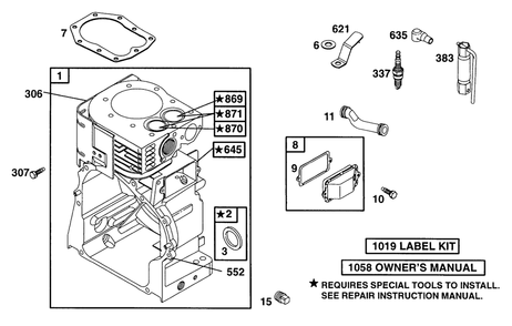 Cylinder Diagram and Parts List for 252412-0728-XX  Briggs and Stratton Engine